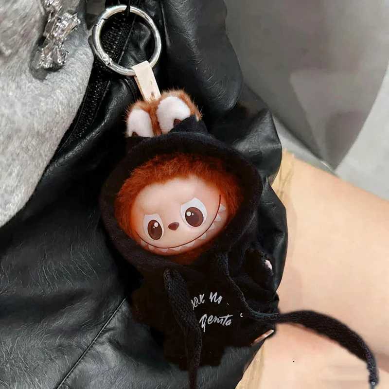 Letter Print Hooded Jumpsuit for 10cm Labubu V4 & Pin for Love Series Dolls Casual Fashion AccessoriesT260304