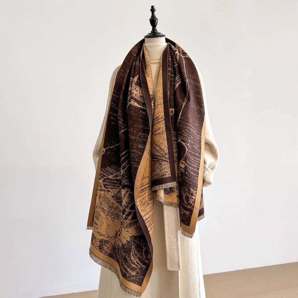 Luxury Cashmere Print Scarf for Women Winter Warm Shawl Wrap Bandana Pashmina Female Foulard Blanket Fashionable Access XJ260304