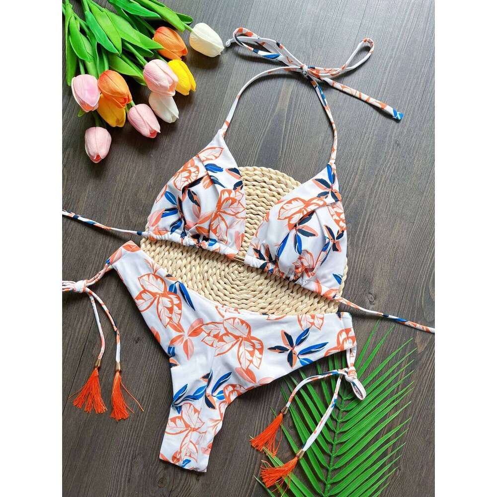 2024 New Printed Split Bikini Sexy Triangle Women Swimsuit Y260303