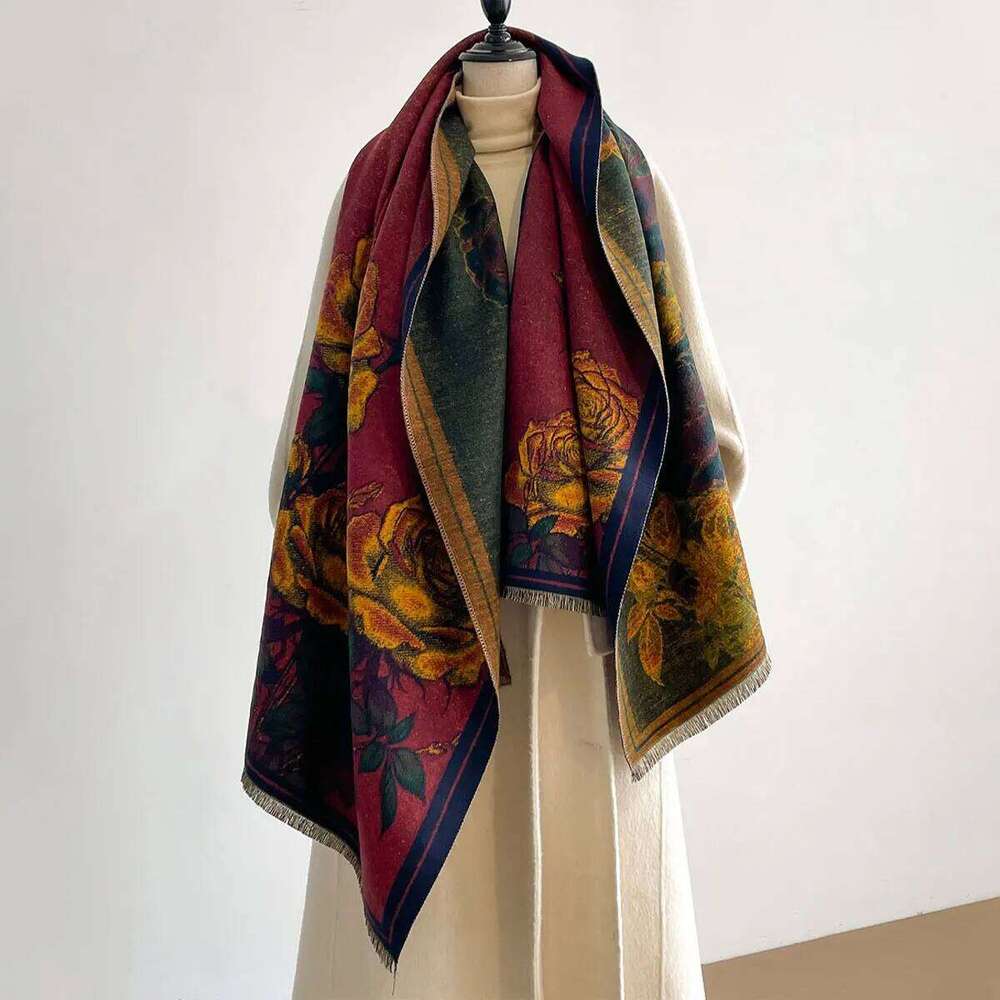 Womens Newest Style Winter Double-Sided Jacquard Cashmere Scarves High-Quality Thickened Wrap Shawl Ladies Faux Scarf XJ260304