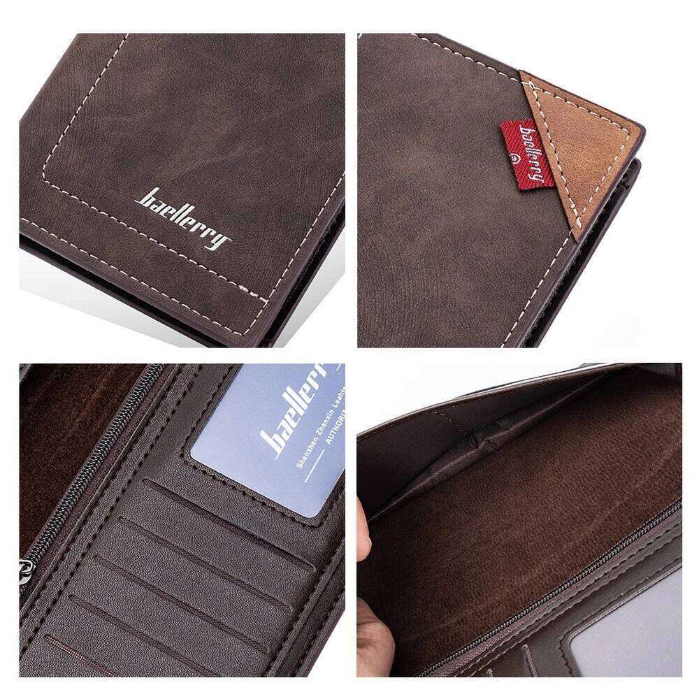 Color Blocking RFID Wallet for Men, Baellerry Long Business Card Holder with Many Pockets, Formal Office Use C260304