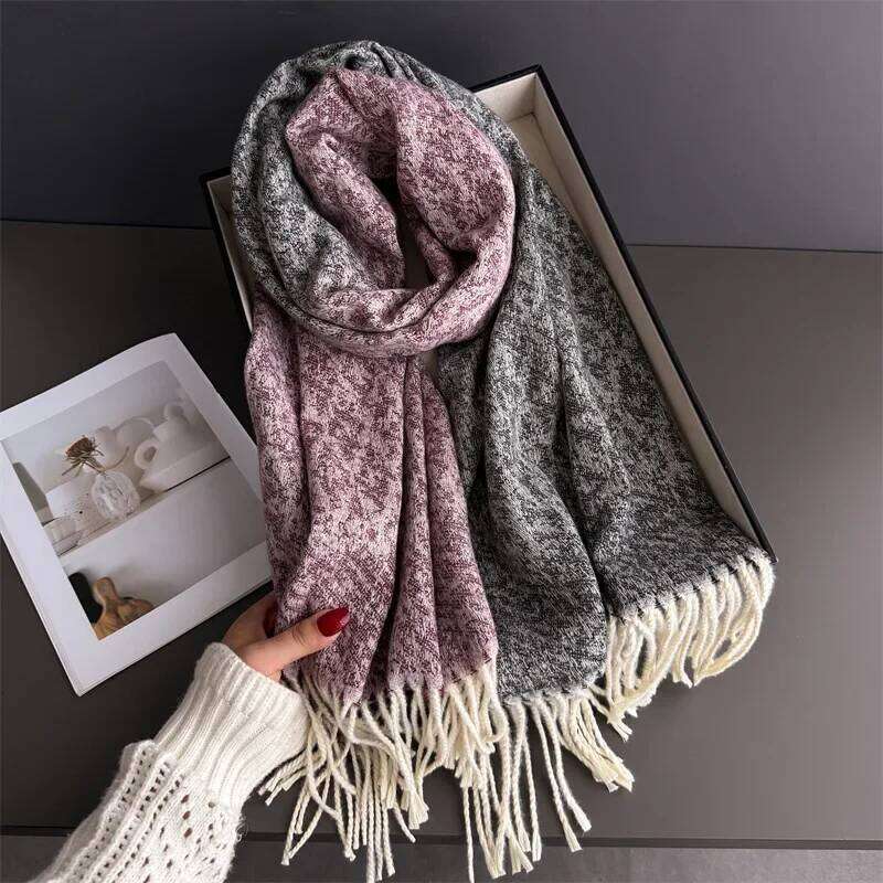 Neck Warmer Scarf Wome Winter Thickened Tassel Pashmina Shawl Faux Cashmere Warps Autumn Elegant Ladies Blanket For Men XJ260304
