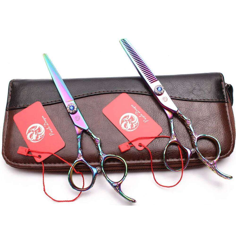 Purple Dragon Rainbow Barber 5.5"Cutting Shears Salon Thinning Professional Hair Scissors Plum Handle Z9002 H260303
