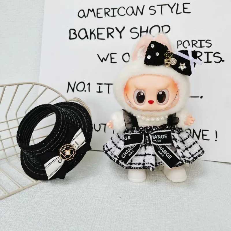 Fashionable Black-and-White Tweed Set with Hood, Dress & Hat for Labubu Sitting Party Gen 1 & 2 Dolls Trendy AccessoriesT260304