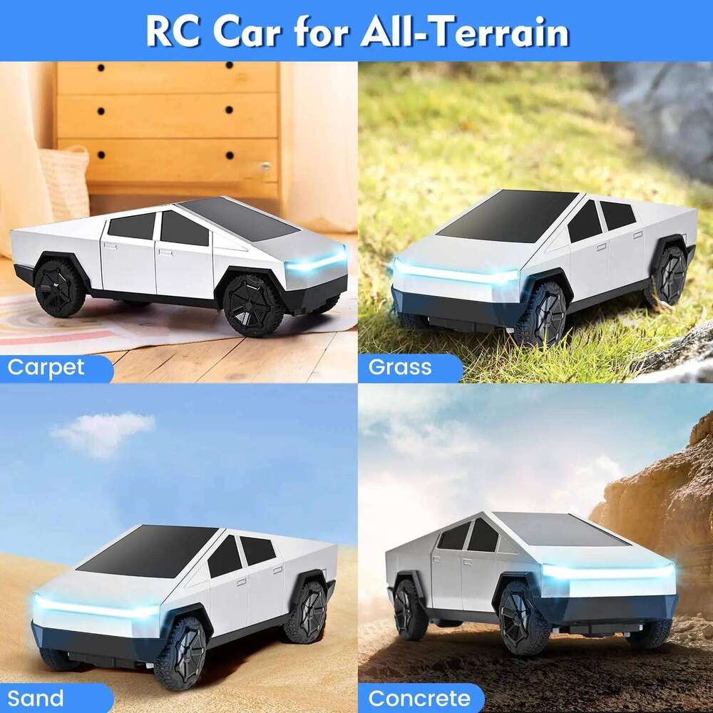 1:24 RC Cybertruck Pickup 4WD Off-Road Remote Control Car, 27Mhz High-Speed Dual Motor Truck with LED Lights,Gift for Boys Kids Z260303