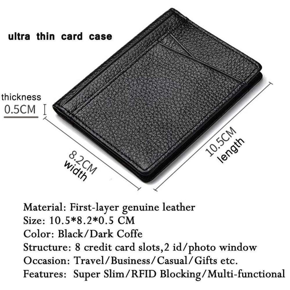 8 Slots Slim Genuine Leather Mini Credit Holder Wallets Purse Thin Small ID Card Holders Men Wallet C260304
