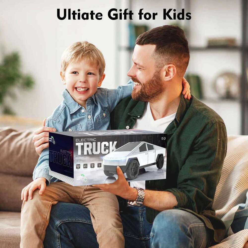 1:24 RC Cybertruck Pickup 4WD Off-Road Remote Control Car, 27Mhz High-Speed Dual Motor Truck with LED Lights,Gift for Boys Kids Z260303