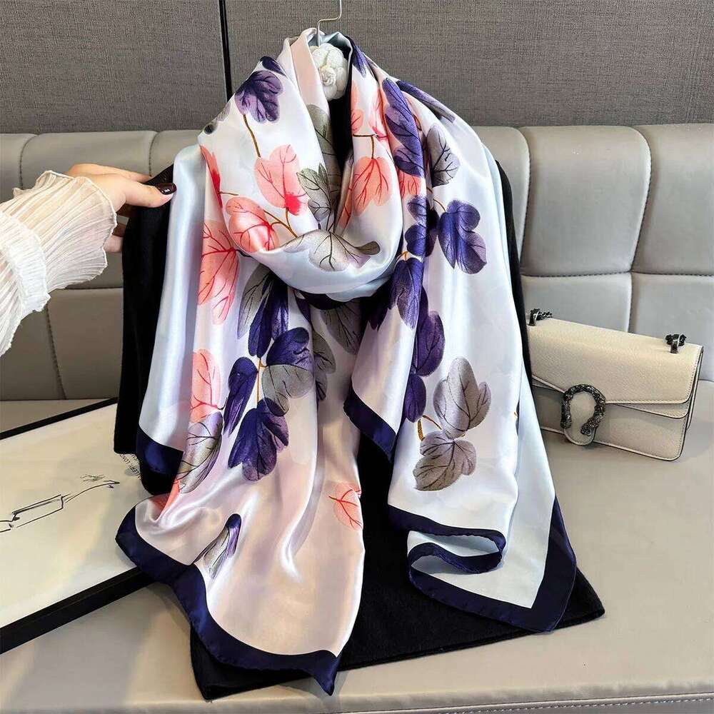 Luxury Long Scarf Women Fashion Shawl Warps For Travel Beach Ladies Hijab Elegant Neckerchief Soft Stain Faux Silk Scarves XJ260304