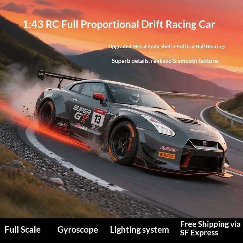 D43 Series 1/43 Full Scale Rc Cars 4wd 2.4g Spiral Instrument High-Speed Drift Racing Car Alloy Body Lighting Model Male Gift Z260303