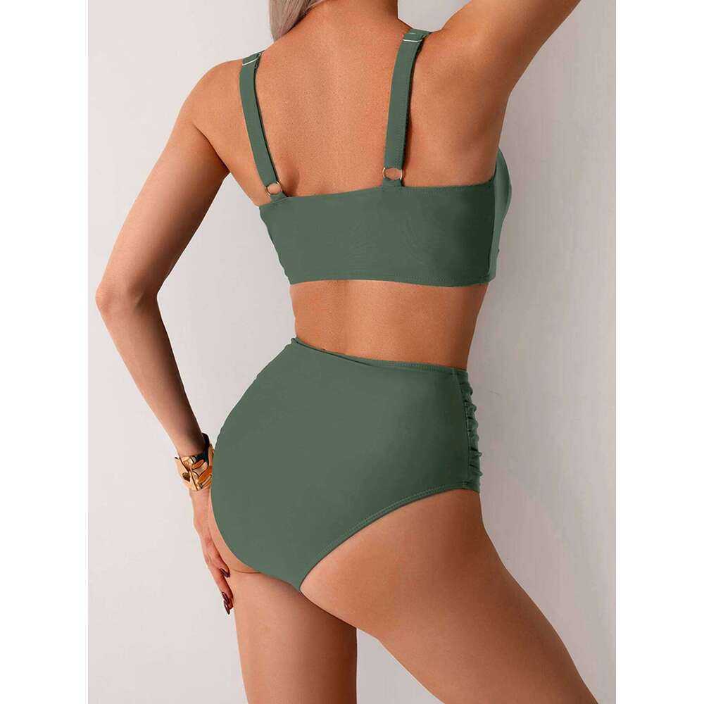 2025 New Solid High Waist Bikini Sets Swimsuit For Women Push Up Swimwear Female Two Pieces Bathing Beachwear Swimming Suit Y260303