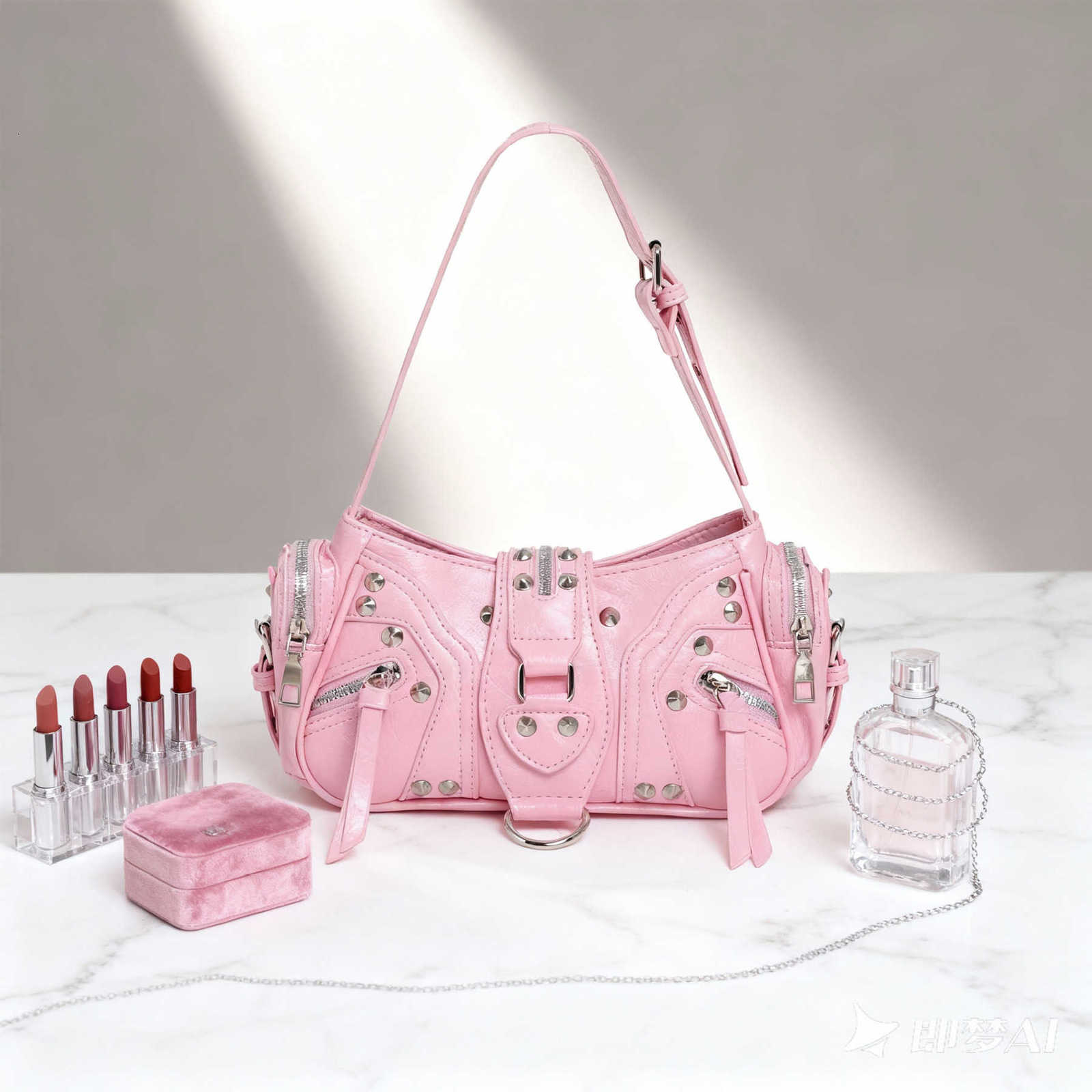 Small-scale design "hot girl" retro style Y2K oil wax leather shoulder crossbody motorcycle bag shoulder bag for winter new style women'