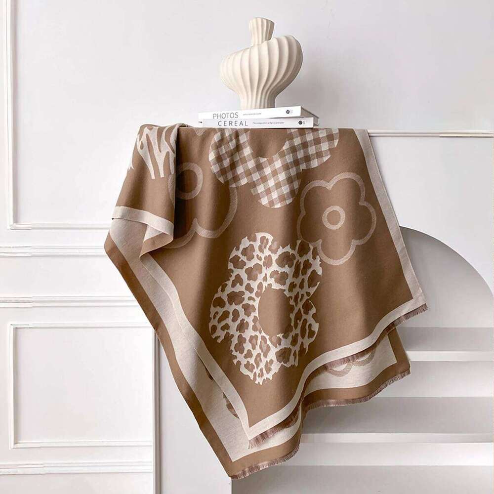 New Fashion Women's Scarves - Floral Leopard Plaid Print Tassels Shawl, Winter Warm Soft Wrap, Vintage Bandana Style Pashmina XJ260304