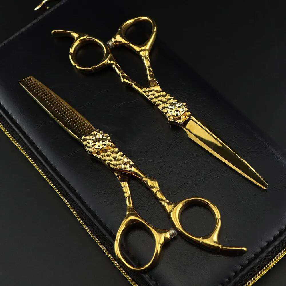 Professional JP 440c steel 6 '' Upscale Gold cut hair haircut thinning barber makas cutting shears hairdresser scissors H260303