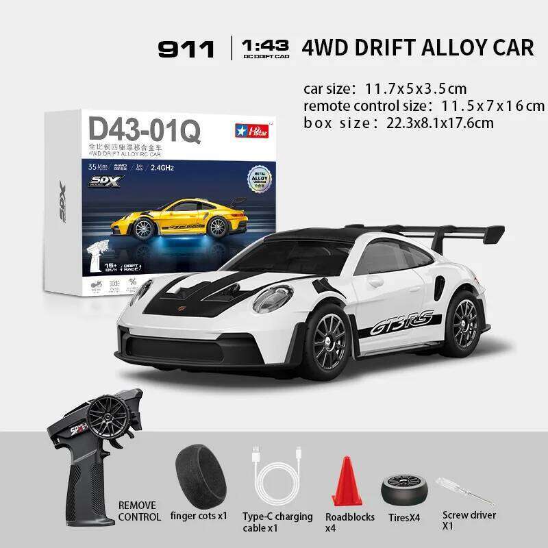 Professional 1:43 RC Drift Car with ESP Gyroscope Full Proportional Control 4WD Metal Body 2 Sets Tires for Realistic Drifting Z260303