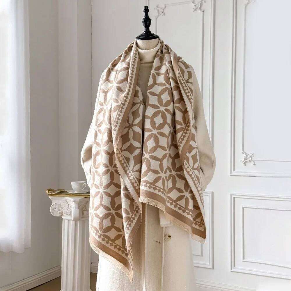 Soft Elegant Poncho Warm Coldproof Imitation Cashmere Windproof Blanket Scarf Winter Season XJ260304