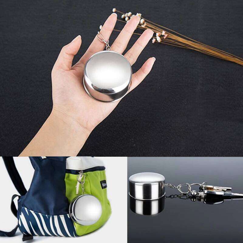 1Pcs Stainless Steel Folding Cup With Keychain Portable Retractable Telescopic Cups S260303