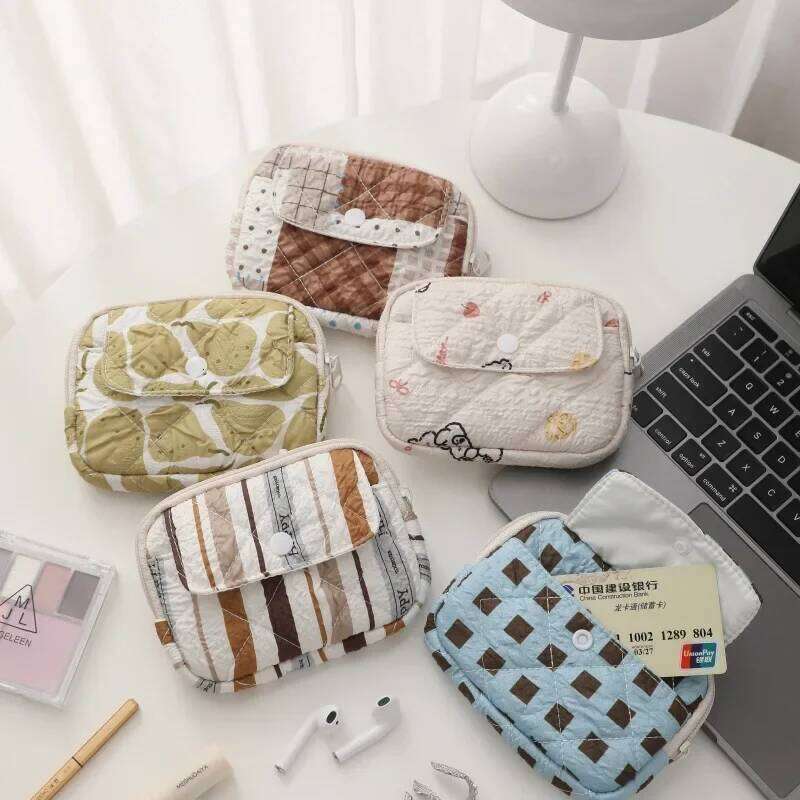Women's Japanese Striped Polka Dot Cute Kawaii Sweet Coin Purses Compact Portable High Quality Card Key Storage Bag C260304