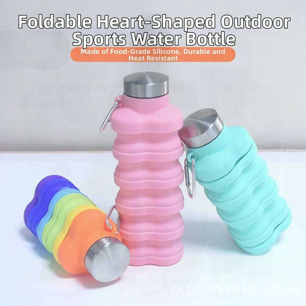 Portable Silicone Folding Bottle 500ml Sports Fitness Travel Kettle Stretch Water Cup Outdoor Creative Rainbow & Tie-Dye S260303