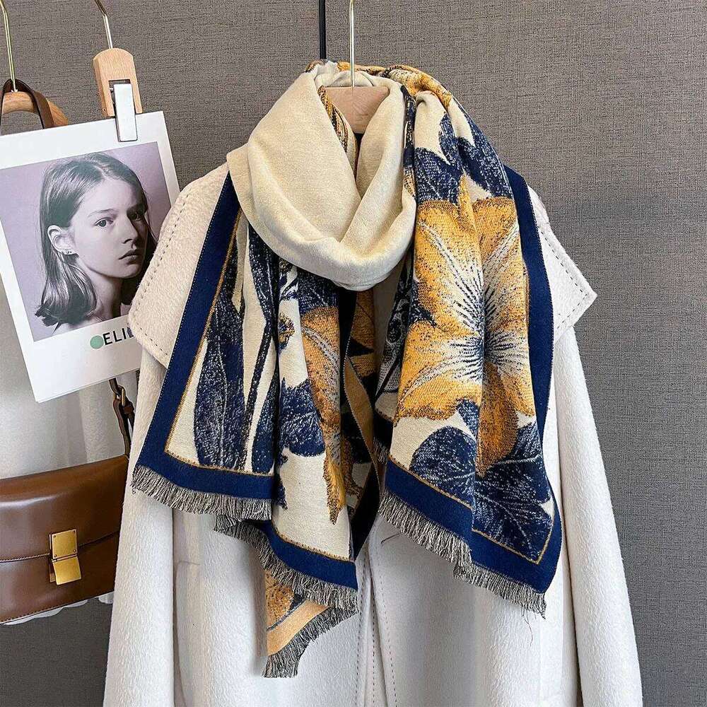 Autumn/Winter Warm Scarf Luxury Tassel Pashmina Shawl Women's Imitation Cashmere Thickened Warps Coldproof Windproof Blanket XJ260304