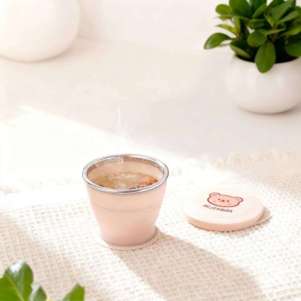 160ML Portable Retractable Folding Drinking Cup With Lid Mini Silicone Collapsible Cups Heat-Resistant Outdoor Travel Coffee Mug S260303