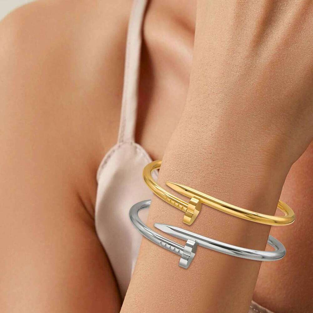 1 Piece No Fade Stainless Steel Classic Nail Bracelet Gold Silver Color Heart Shaped Love Eternal Couple Jewelry pulseras bijoux XJ260303