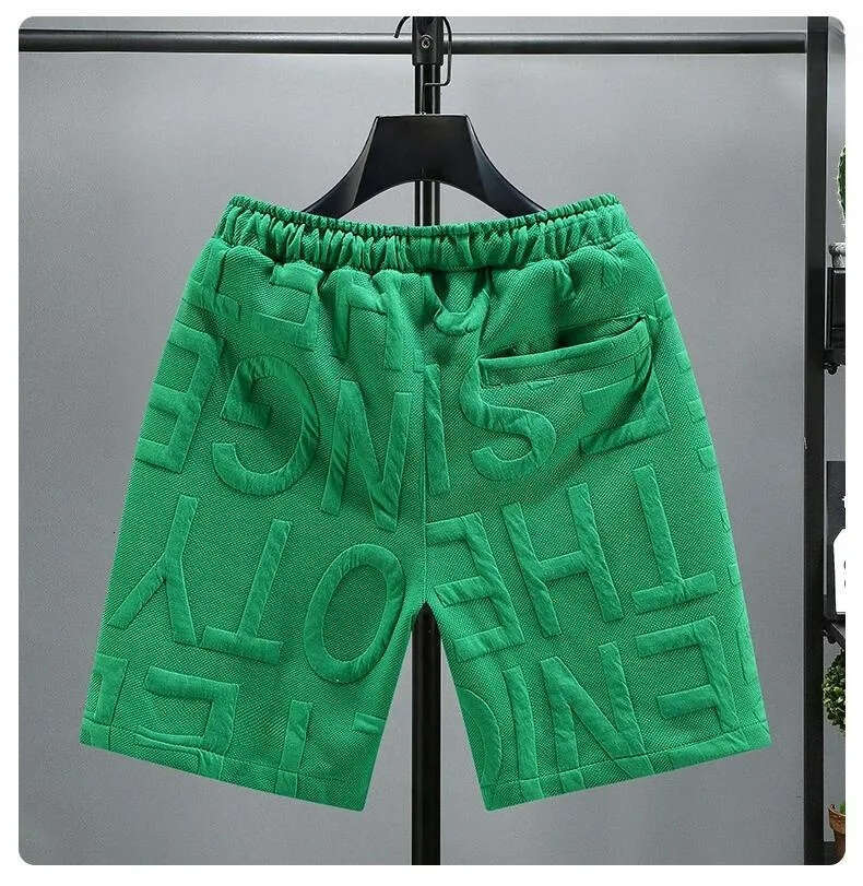 Men's Shorts Letters Fashion Knitted Men Comfortable Elastic Waist Clothing Male Breathable Short Trousers Daily CommuteMen's Clothing