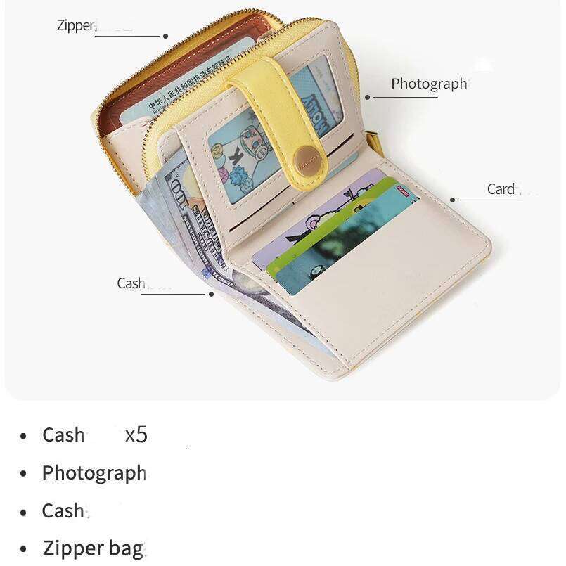 Japanese Cute Cat Girls Wallet Short Student ID Bank Card Holder Money Bag Zipper Wallets For Women Key Storage Coin Purse C260304
