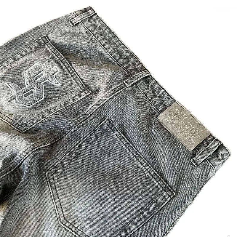 Men's Jeans Retro Washed Embroidery Denim Pants Men Trend Old Money Clean Streetwear Wide Leg Baggy Hip-hop Youth Set Daily Commute Men's Cl - view 7