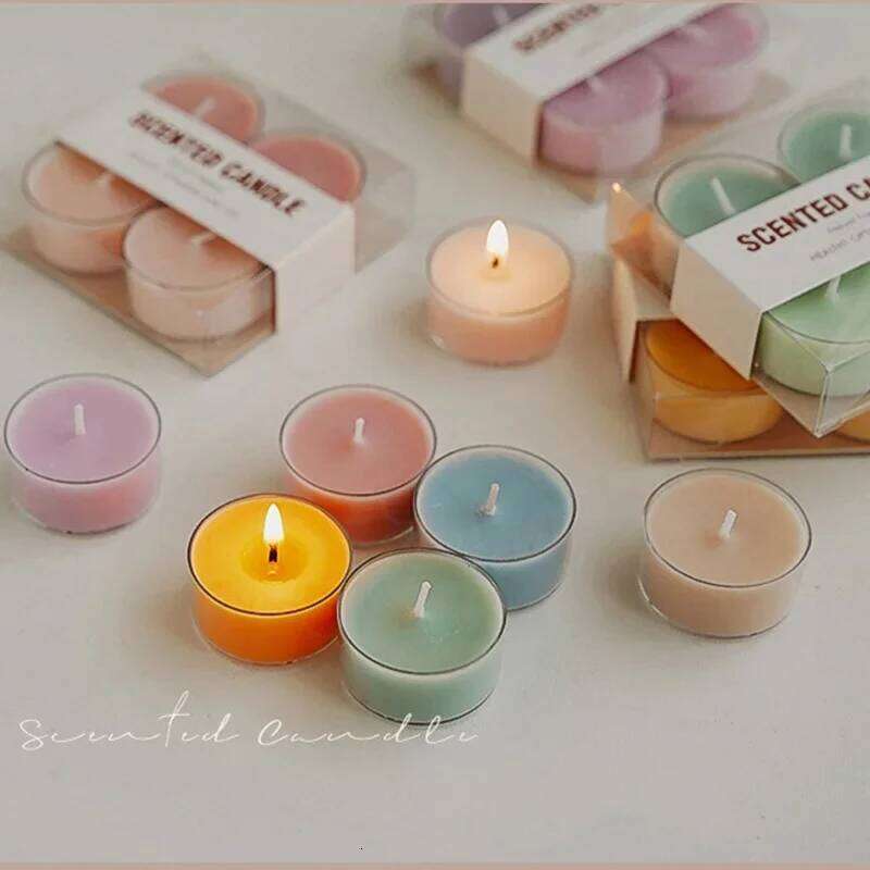 4 Pieces Handmade Scented Aromatherapy Soy Wax Candle for Home Decoration Birthday Party Wedding Photo Props W260304