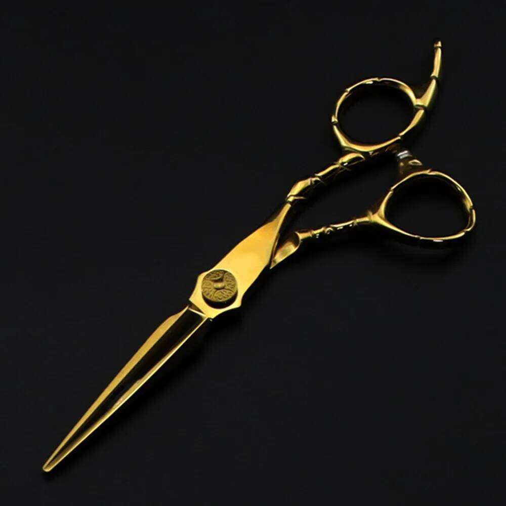 Professional Japan 440c steel 6 '' Gold hair cutting haircut thinning barber tools cut shears hairdresser scissors H260303