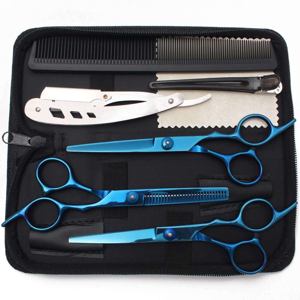 Hair JP Stainless Hairdressing Kit Barber Shop Sakon Thinning Scissors Set Comb Razor Haircut Shears C1001 H260303