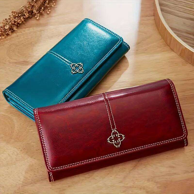 Bi-Fold Pu Leather Coin Purse Clutch Bag, Simple Wallet-Thin, Multi-Card Slot Credit Card Holder, Women's Long Wallet C260304
