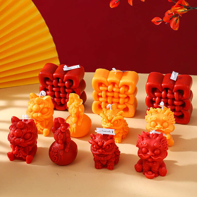 New Chinese Style Lion Awakening Gourd Yuanbao Aromatherapy Candle Home Decoration Photography Prop Wedding Gift W260304