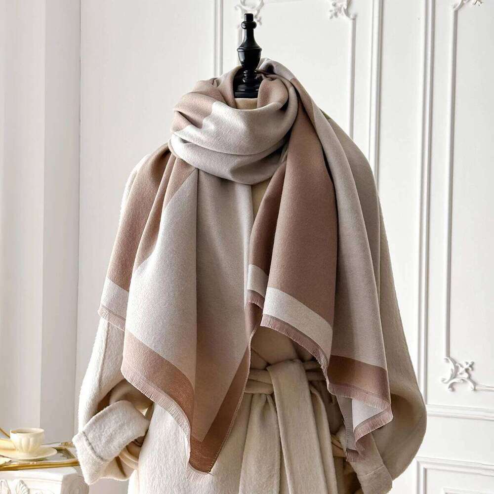 2025 Brand Elegant Geometric Print Faux Pashmina Shawl - Soft Warm Fringed, Ideal for Autumn & Winter Outdoor XJ260304