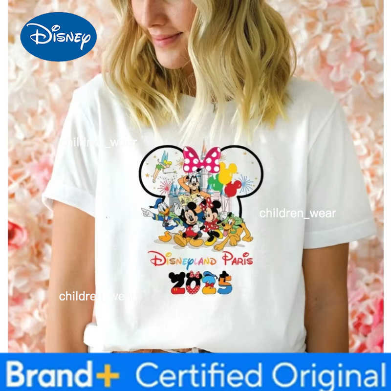 Disney Hot Sale Disneyland Paris T-Shirt 2025 Mickey Minnie Family Men Women Gift Summer High Quality Cotton Parent-Child Tshirt H260304