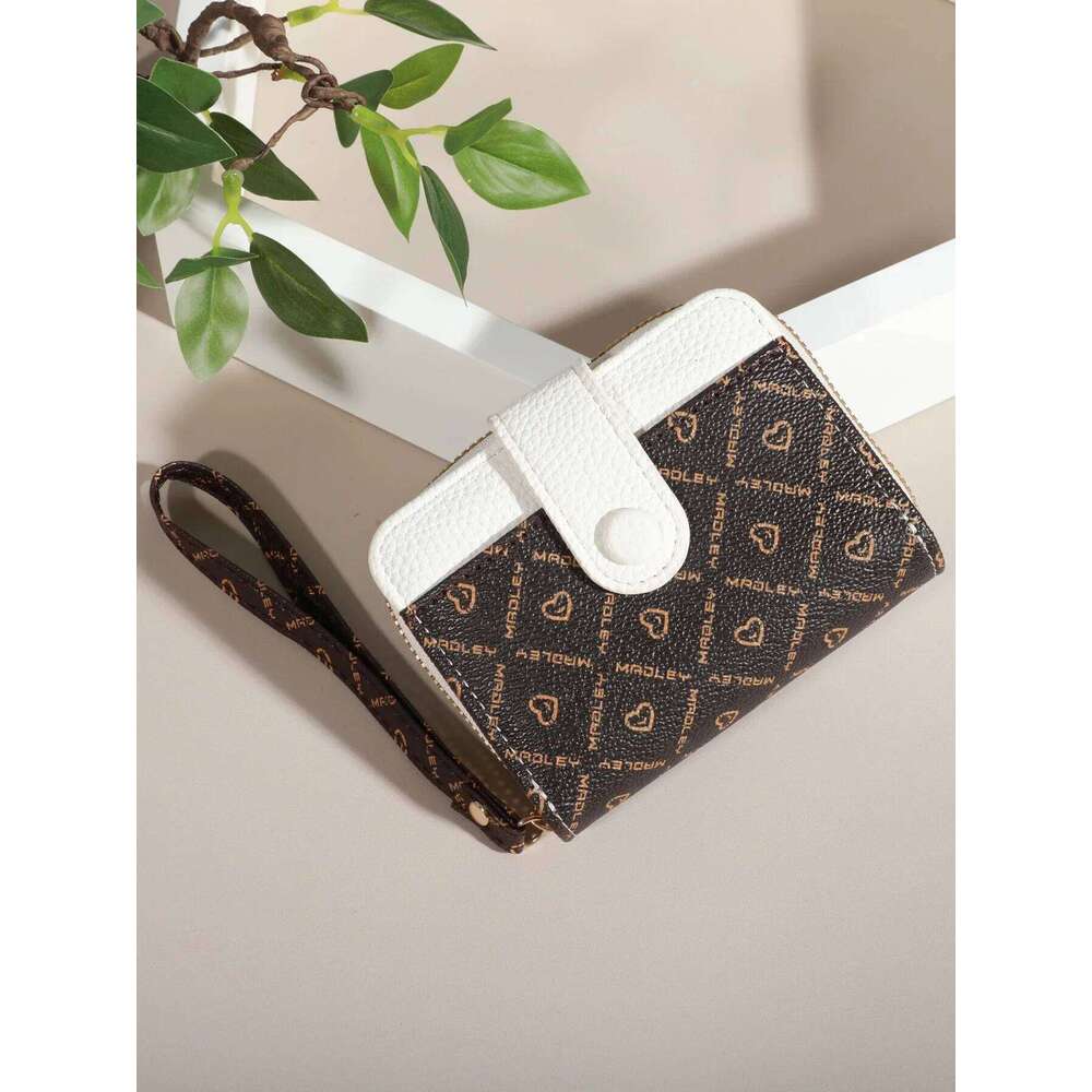Mini Women Double Zipper Solid Color Holder, RFID Faux Leather Multi Card Slot Wallet, Versatile Clutch Purse C260304