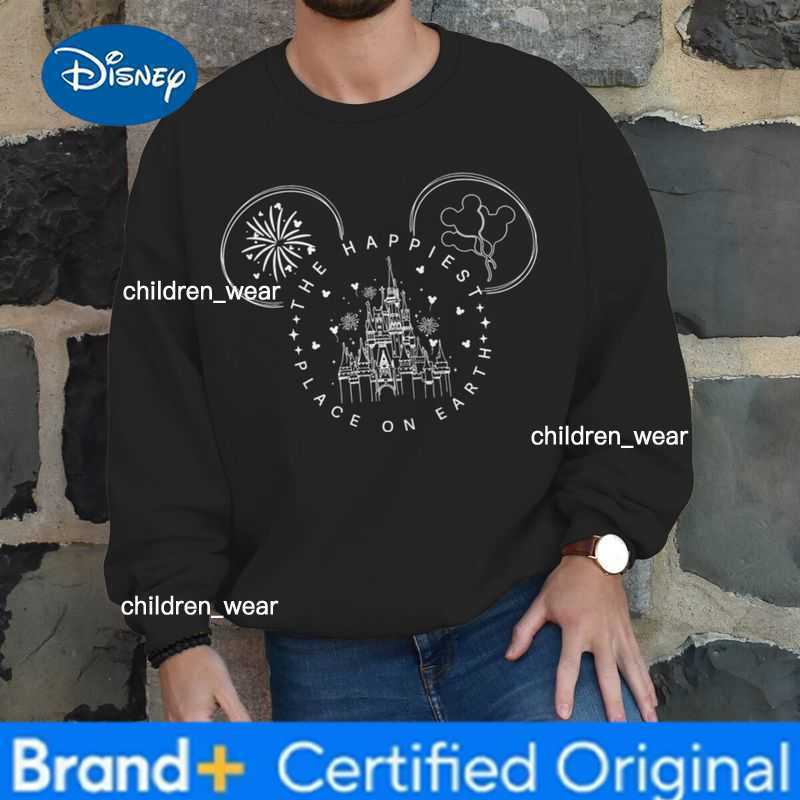Disney The Happiest Place on Earth Sweatshirt Mickey Mouse Minnie Classic Character Couple Matching Tracksuit Women Men Mickey Pullover H260304