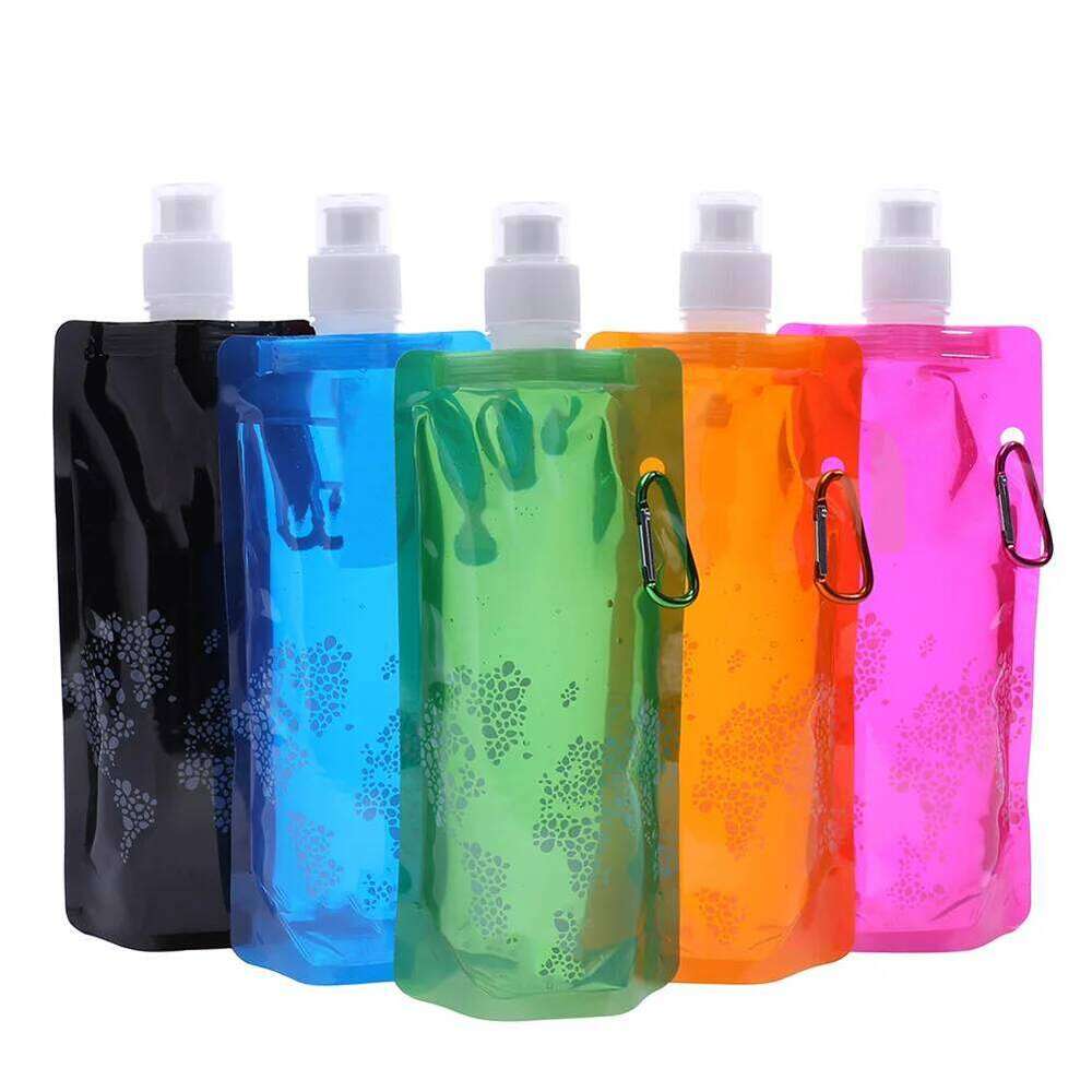 Collapsible Bottles Foldable Drinking Bags with Clip Water Bottle Leak Proof for Sports Biking Hiking Travel S260303
