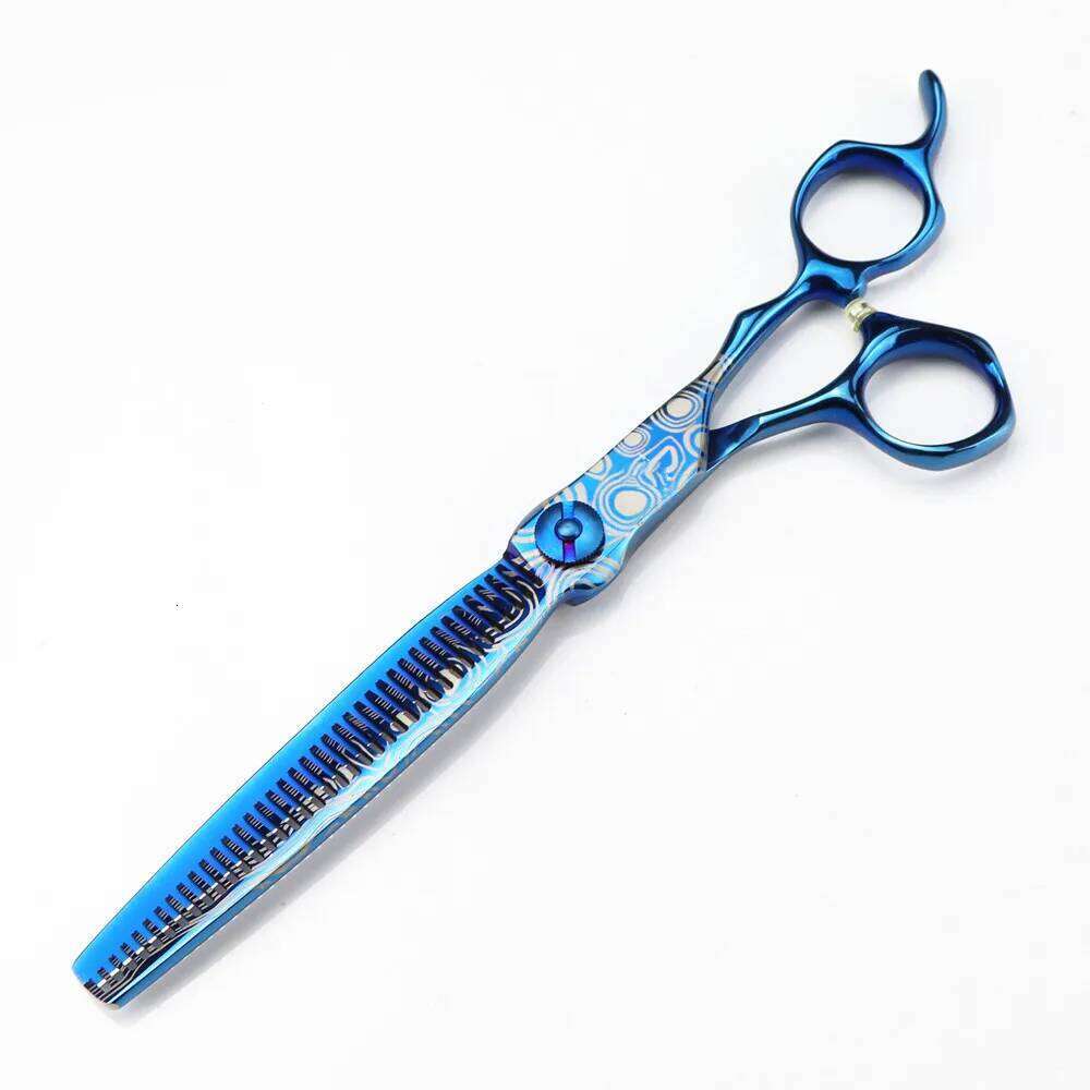 Professional 7 '' Blue Damascus Upscale scissor cut hair cutting thinning barber haircut shears Hairdressing scissors H260303