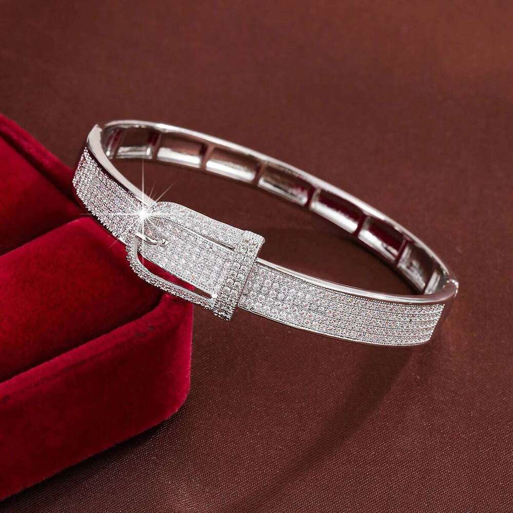 Trendy Belt Buckle Design Synthetic Zirconia Women's Bracelet For Banquets And Gifts Jewelry Accessory XJ260303