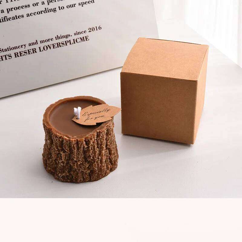 Forest Style Tree Stump Scented Candle, Accessories for Wedding Boxes, Creative Home Decoration, Holiday Gift Candle W260304