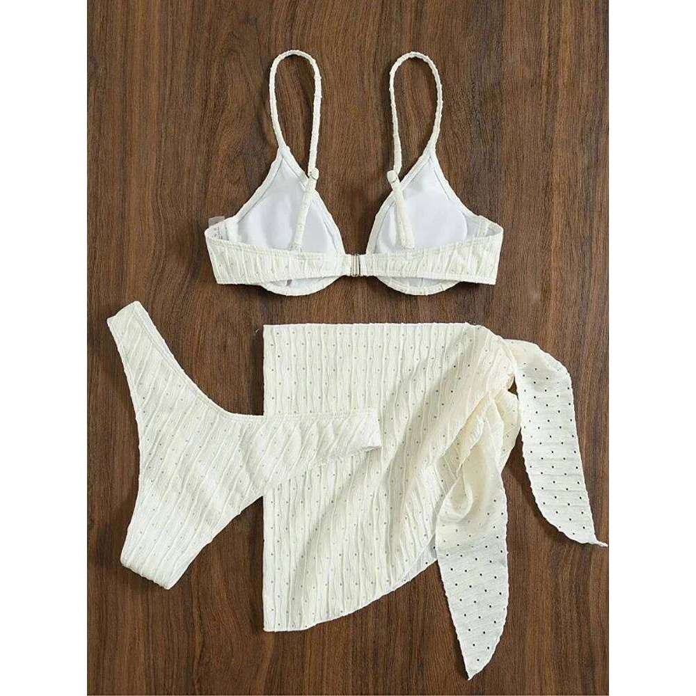 2023 Sexy Solid Bandage Bikini Low Waist Three Pieces Swimsuit Women Brazilian Swimwear Female Beachwear Bathing Suit biquini Y260303