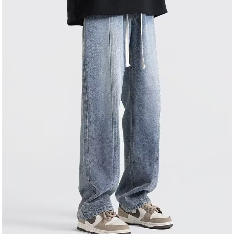 Men's Jeans Summer American Retro Oversize Pants Designer Pants Wide Leg Straight Floor-length Pants High Street Trendy Dad Pants