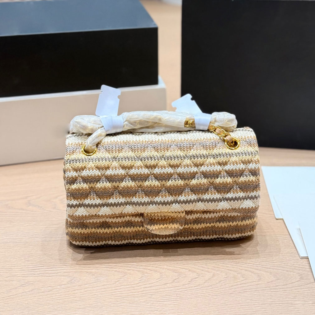 2026 New Designer Handbag Woven Tote Bag Luxury Bag CF Chain Shoulder Bag 26CM Classic Double-Layer Flap Clutch Gold Chain Crossbody Bag Fashion Women Bag