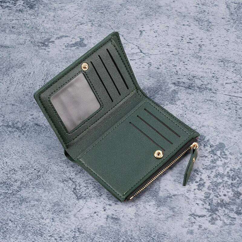 Women Vertical Buckle Cherry Embroidered Small Short Simple Wallet Girls Zipper Purse Women's Bag 2025 Card Bags C260304