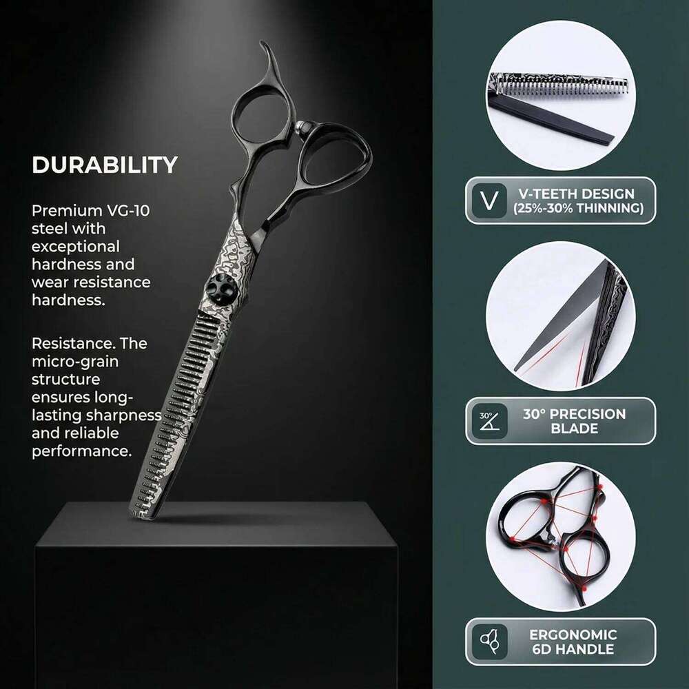 FnLune 6.0'' Professional Barber Scissors Stainless Steel Hair Cutting Shears for Salon Hairdressers H260303
