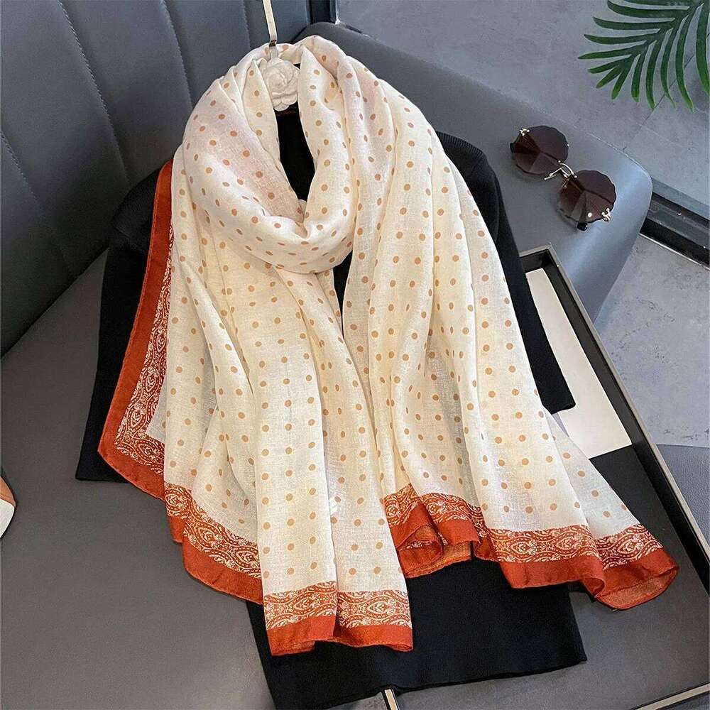 Luxury Polka Dot Scarf Women Elegant Shawl Warps Daily Ladies Hijab Neckerchief Soft Stain Scarves For Travel Wear XJ260304