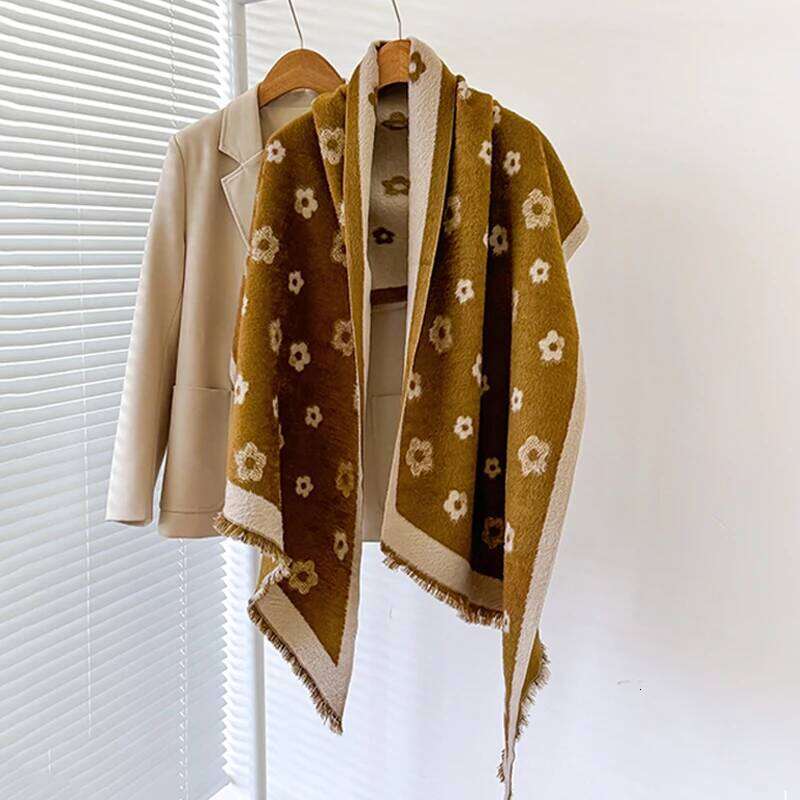 2025 Women's Luxury Brand Cashmere Shawl - Winter Cute Allover Print with Tassels Pashmina Wrap Bandana XJ260304