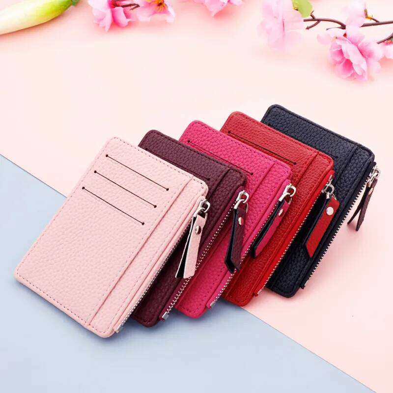 1 Pc ID Holders Slim Women Holder PU Leather Unisex Zipper Business Card Case Men Credit Mini Cards Wallet C260304