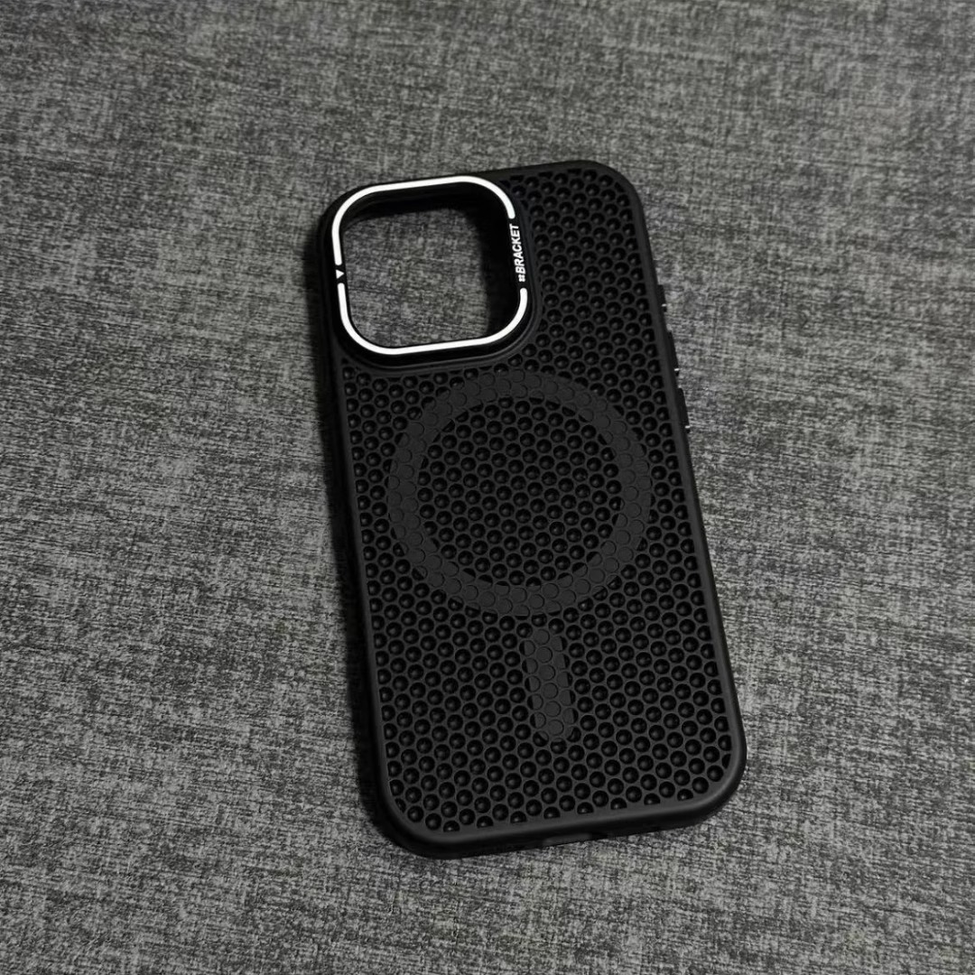 Summer Suitable iPhone 16/7 Honeycomb Heat Dissipation Magnetic Phone Case Apple 16 Lens Stand Shockproof Protective Cover